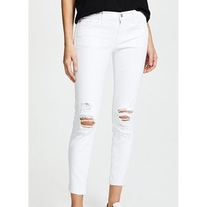 J Brand White Ripped Cropped Skinny Jeans Demented